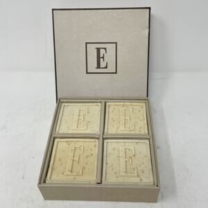NEW Mud Pie Four Bars Triple Milled Soap Spring Rain "E" 3.5 oz Each Monogram